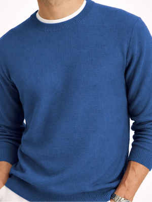 Textured Knit Pullover - Cobalt Blue