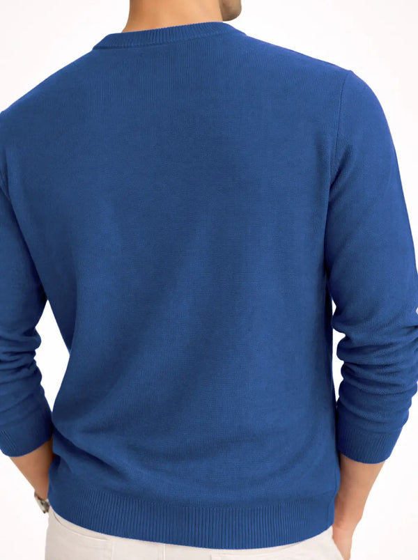 Textured Knit Pullover - Cobalt Blue