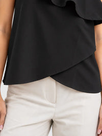 Ruffle One-Shoulder SoftSuit™ Top - Black