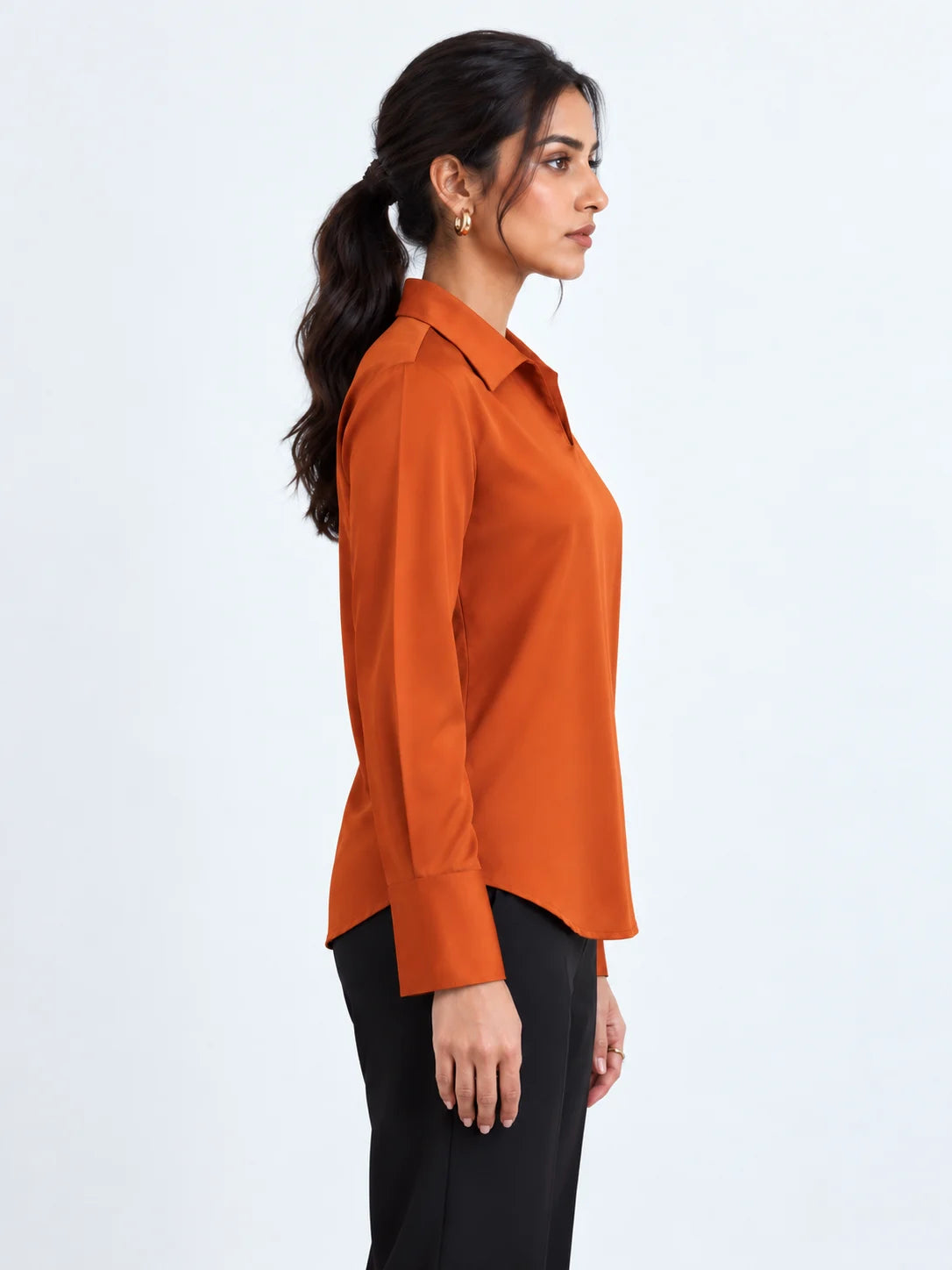 LustraSatin™ Shirt- Burnt Orange