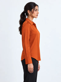 LustraSatin™ Shirt- Burnt Orange
