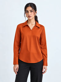 LustraSatin™ Shirt- Burnt Orange