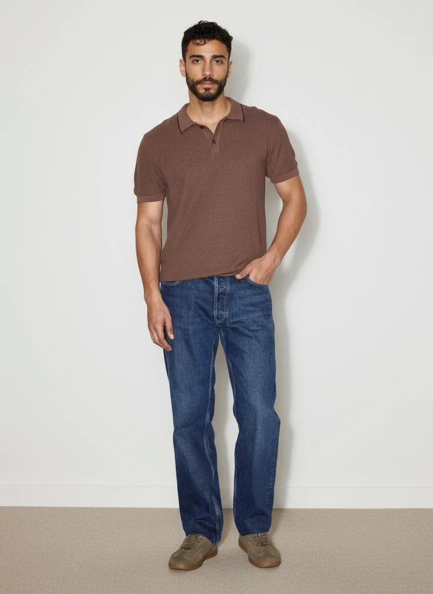 3D Knit Cotton Polo Regular Fit - Deep Mocha