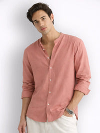 Mandarin AirLinen™ - Coral Pink Regular Fit Shirt