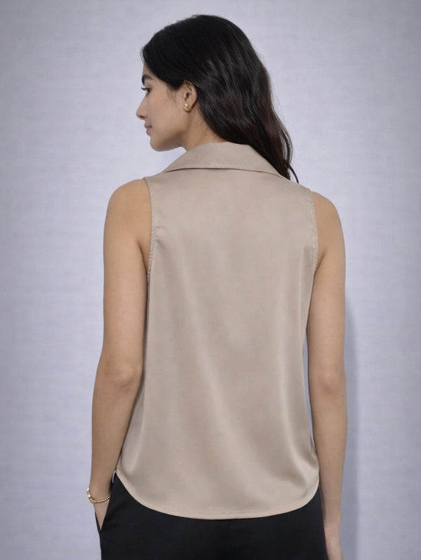 Cicilia Satin Top - Latte