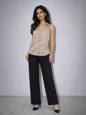 Cicilia Satin Top - Latte