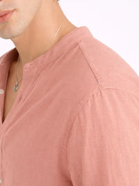 Mandarin AirLinen™ - Coral Pink Regular Fit Shirt