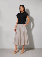 Aurora Cotton Polyester Blend Crochet Top - Black