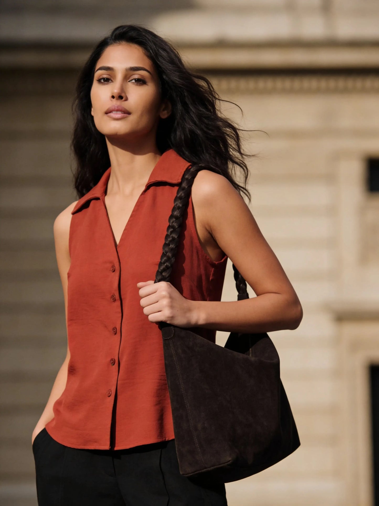 Cicilia Top in CrepeSway™ - Brick Red