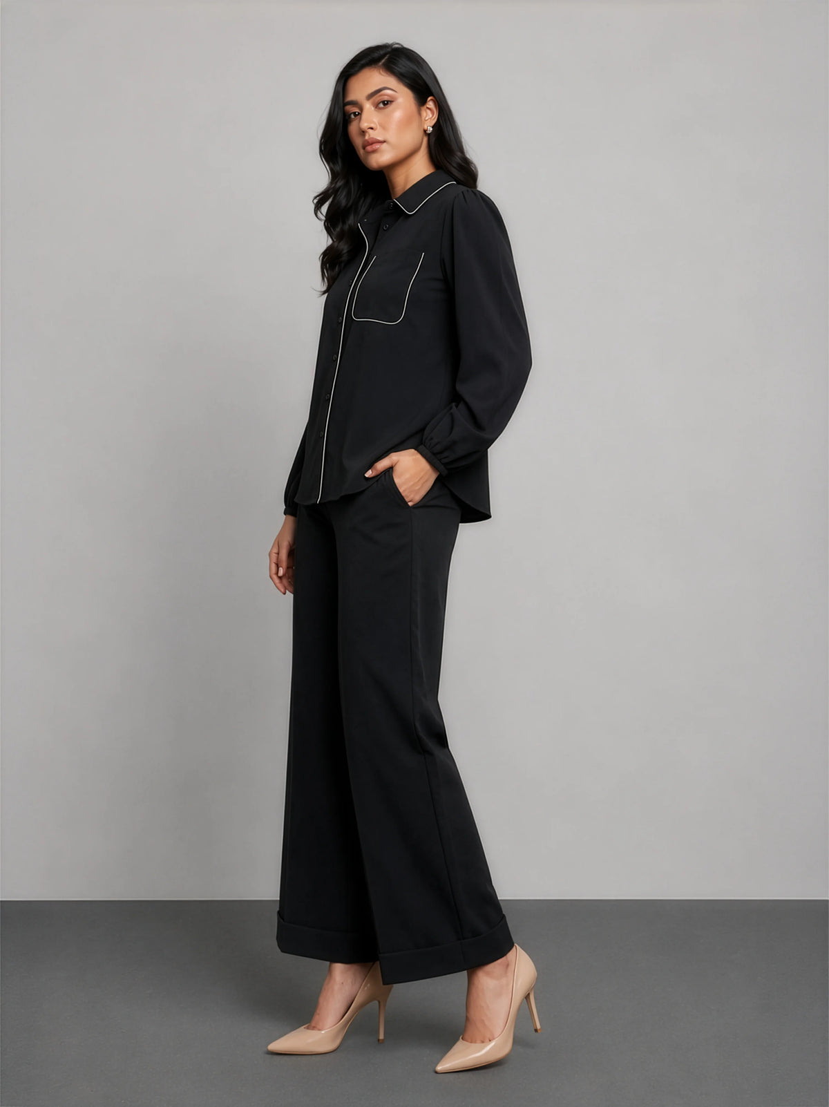Cotton Shirt with Contrast Detail