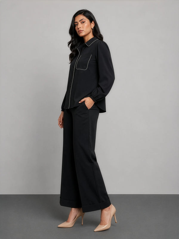Cotton Shirt with Contrast Detail