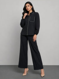 Cotton Shirt with Contrast Detail
