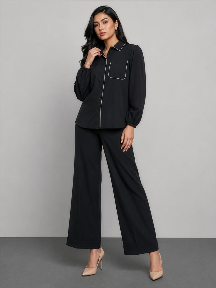 Cotton Shirt with Contrast Detail