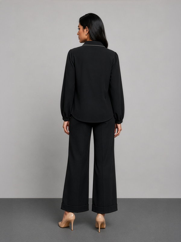 Cotton Shirt with Contrast Detail