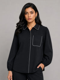 Cotton Shirt with Contrast Detail