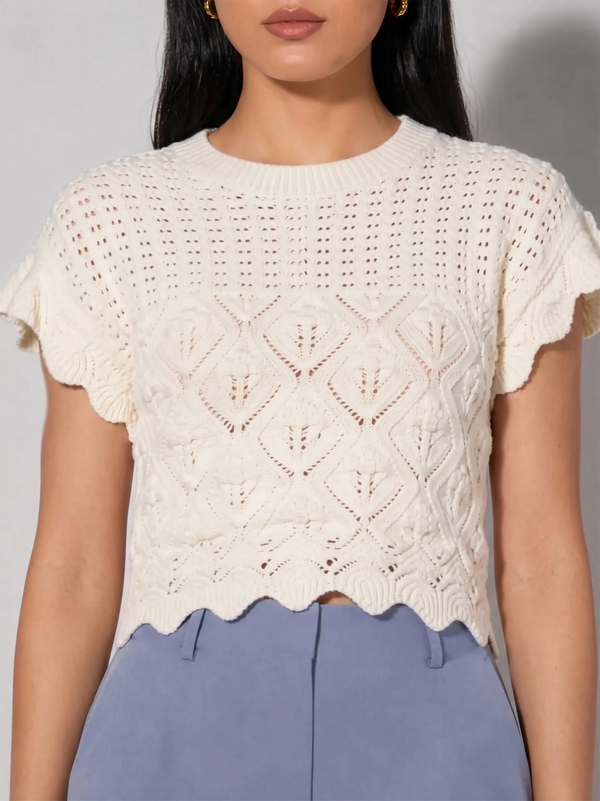 Cotton Crochet Top - White