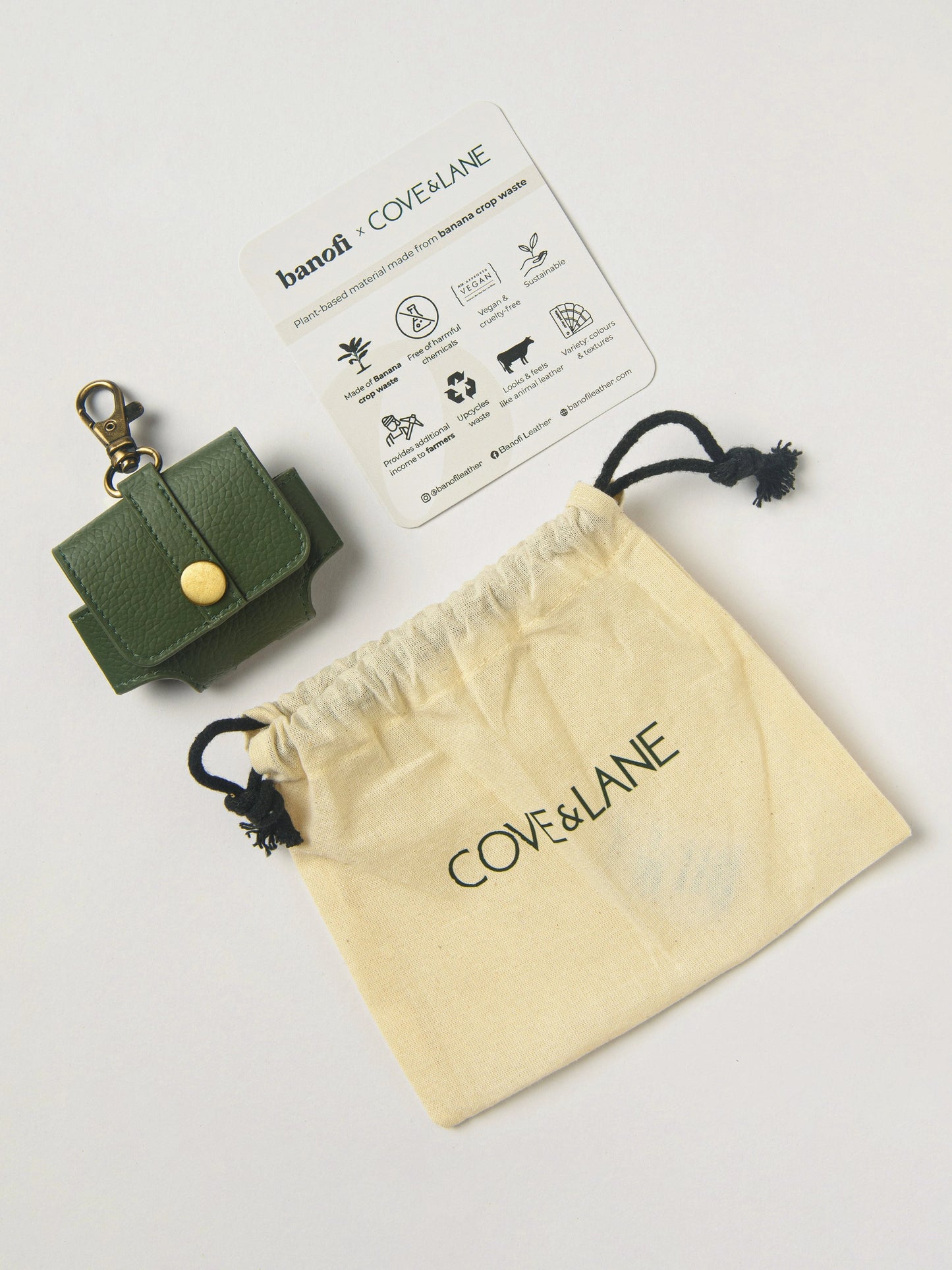 Pocket Muse Banofi Vegan Leather Airpod Case - Basil Green