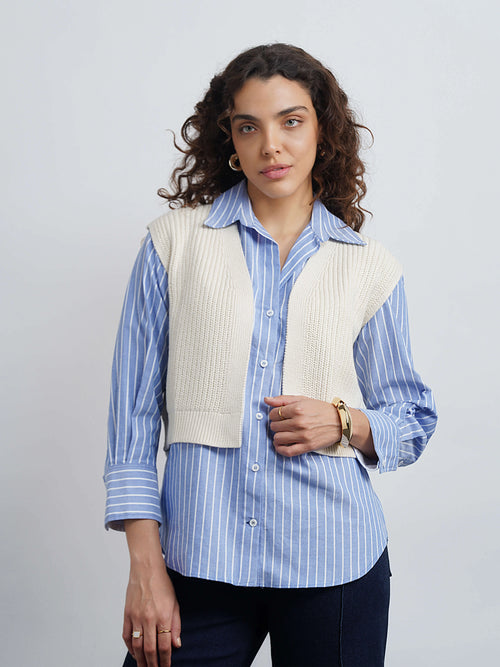 vintage crop cotton cardigan - white