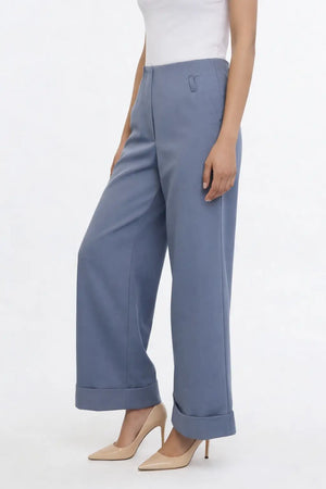 Hem Fold Pant in SoftSuit Fabric - Powder Blue