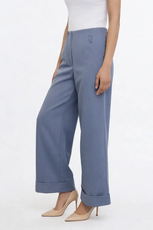 Hem Fold Pant in SoftSuit™  Fabric - Powder Blue