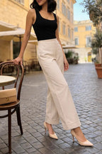 Hem Fold Pant in SoftSuit™ Fabric - Cream