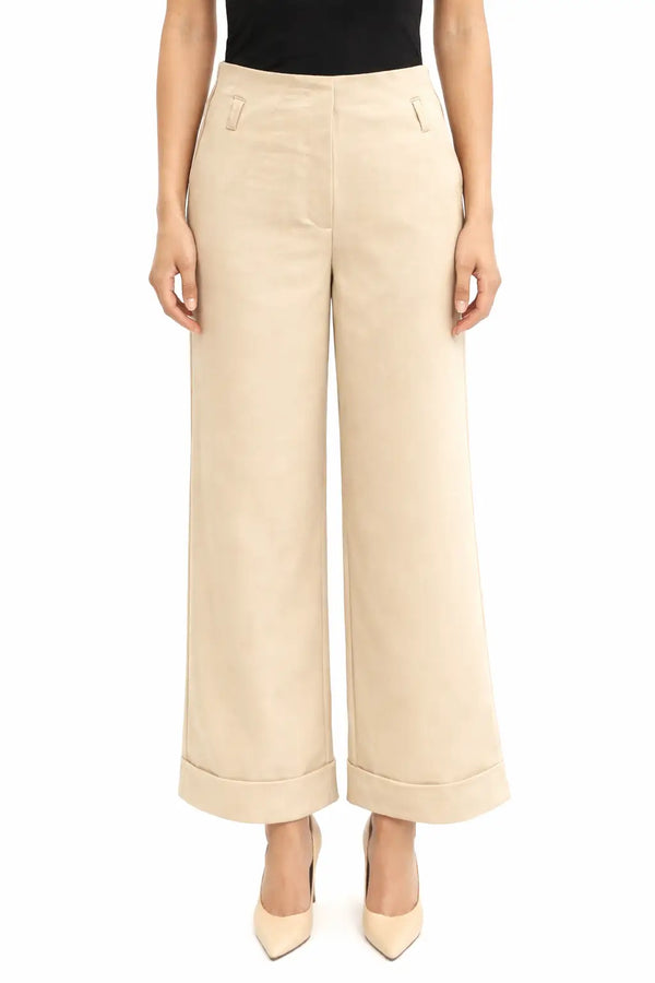 Hem Fold Pant in SoftSuit™ Fabric - Cream