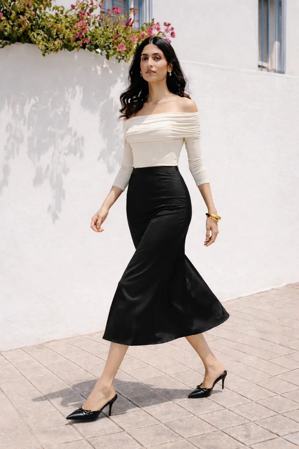 Satin Story Skirt - Ink Black
