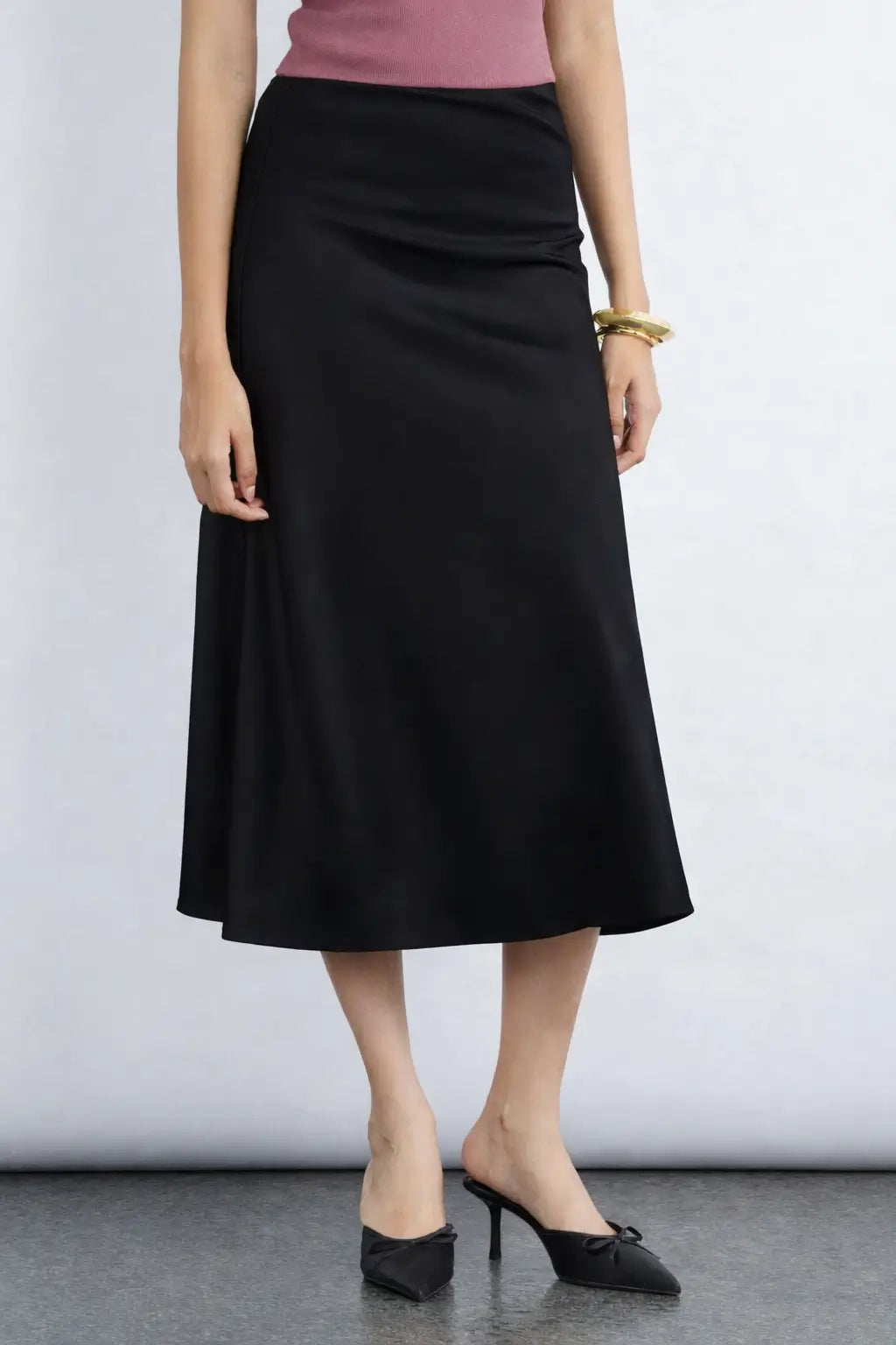 Satin Story Skirt - Ink Black