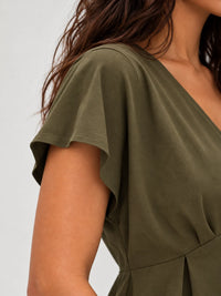 Pleated CrepeSway™ Top - Olive