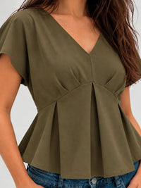 Pleated CrepeSway™ Top - Olive