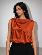 Jenna LustraSatin™ Top - Burnt Orange
