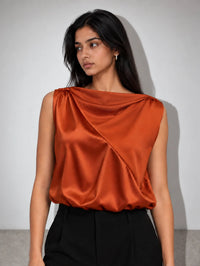 Jenna LustraSatin™ Top - Burnt Orange