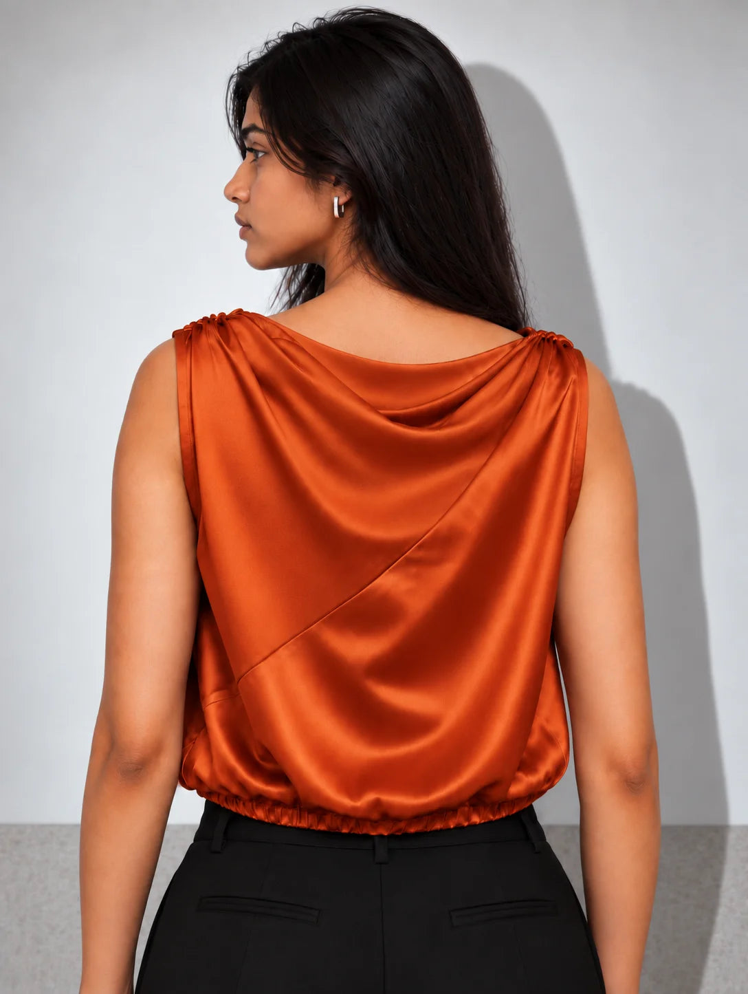 Jenna LustraSatin™ Top - Burnt Orange