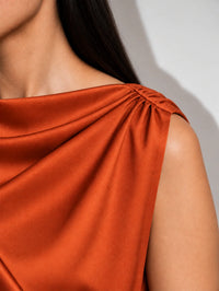 Jenna LustraSatin™ Top - Burnt Orange