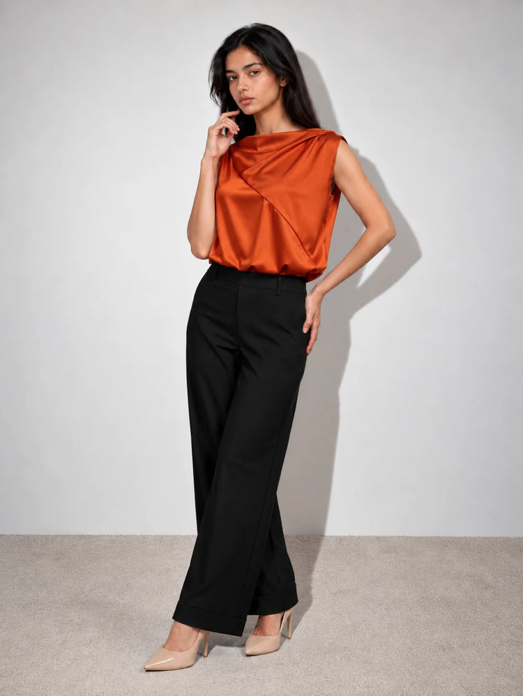 Jenna LustraSatin™ Top - Burnt Orange