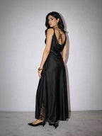 Soirée LustraSatin™ Slip Dress - Onyx Black