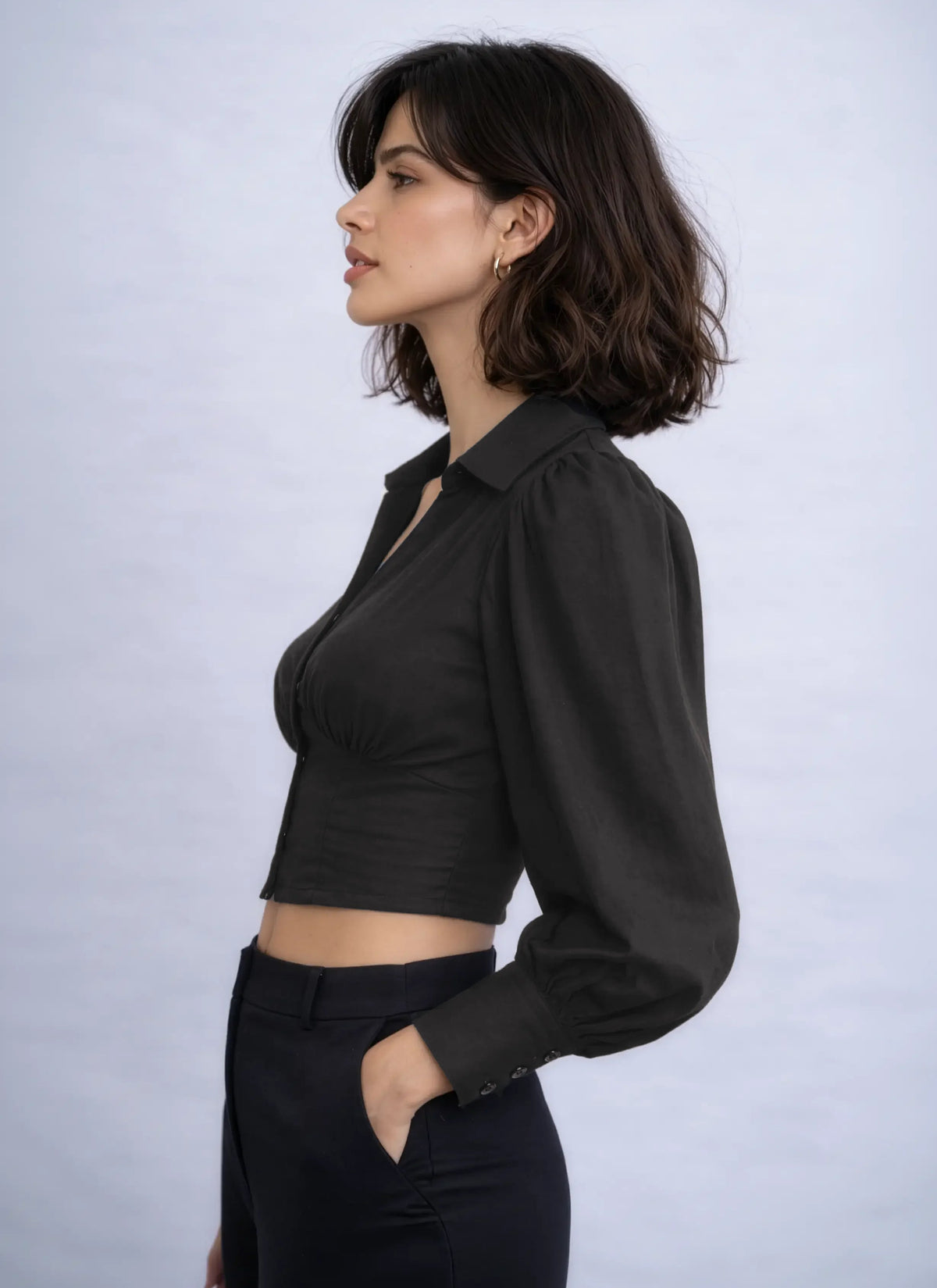 Arlo Top in AirLinen™ - Midnight Grey