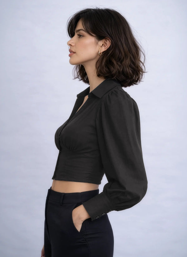 Arlo Top in AirLinen™ - Midnight Grey