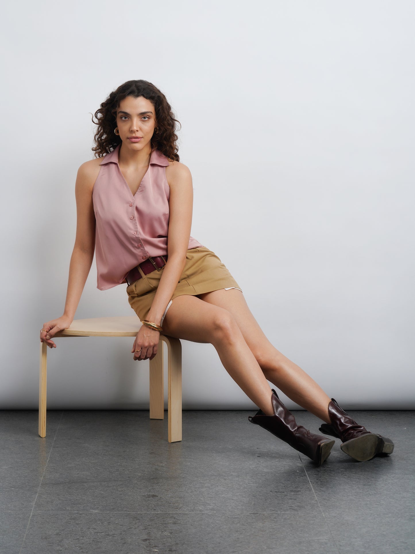 Cicilia Satin Top - Dusty Pink