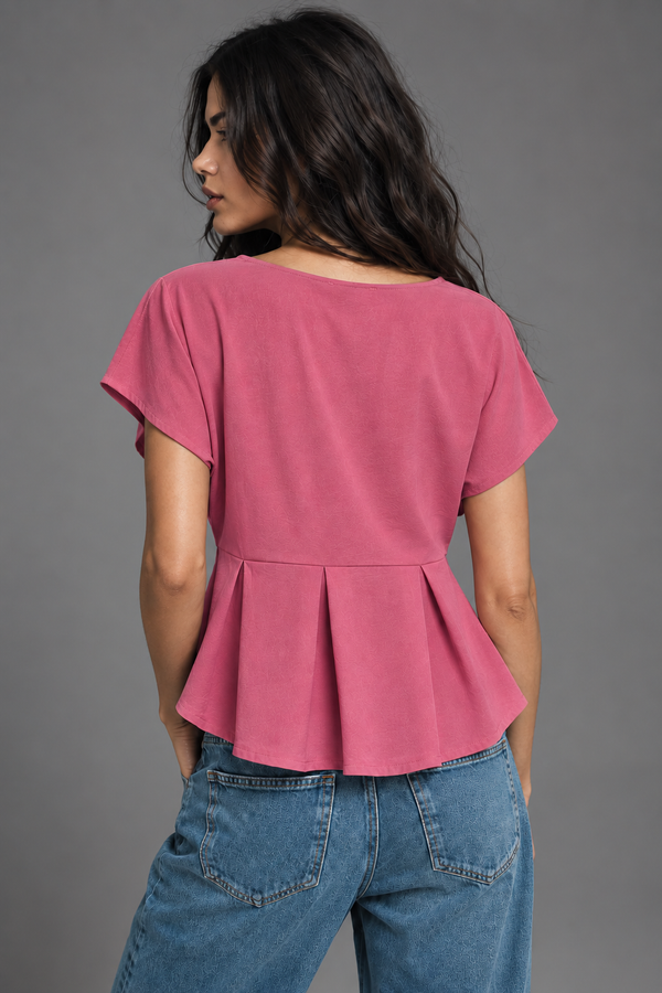 Pleated CrepeSway™ Top - Coral Pink