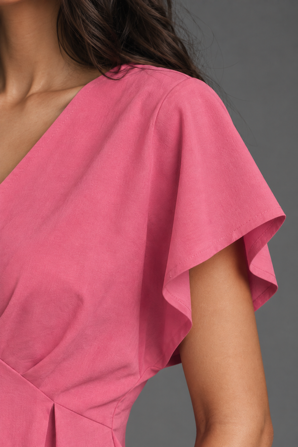 Pleated CrepeSway™ Top - Coral Pink