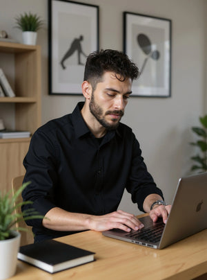 Black Satin - Regular Fit Cotton Shirt