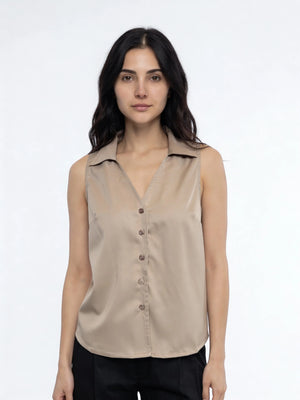 Cicilia Satin Top - Latte