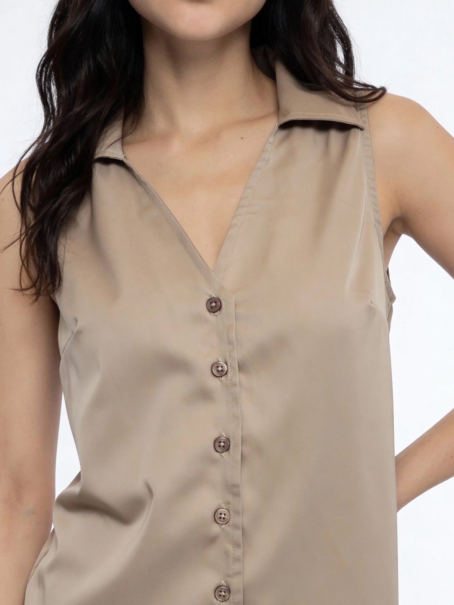Cicilia Satin Top - Latte