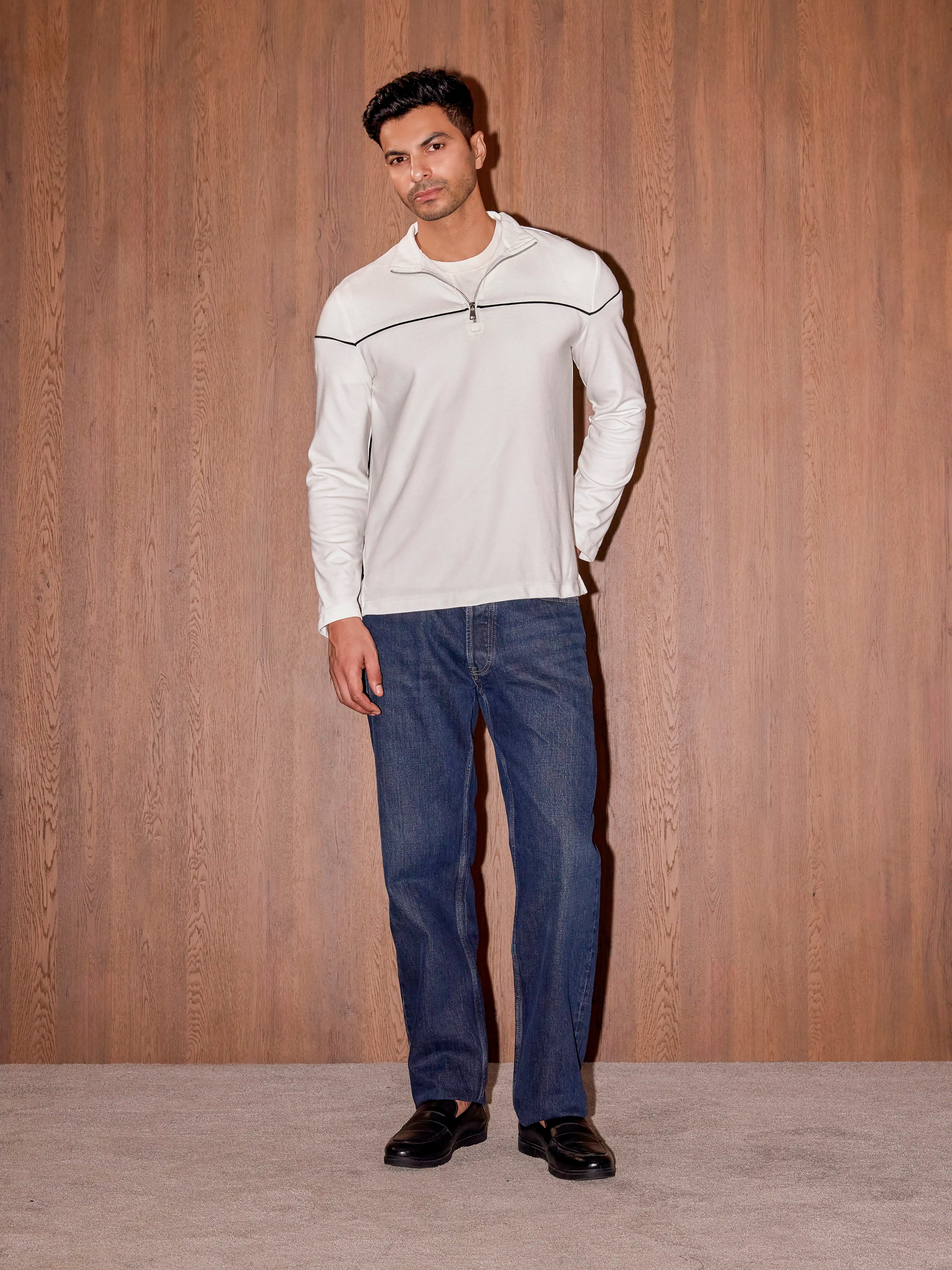 transit quarter zip pullover - white