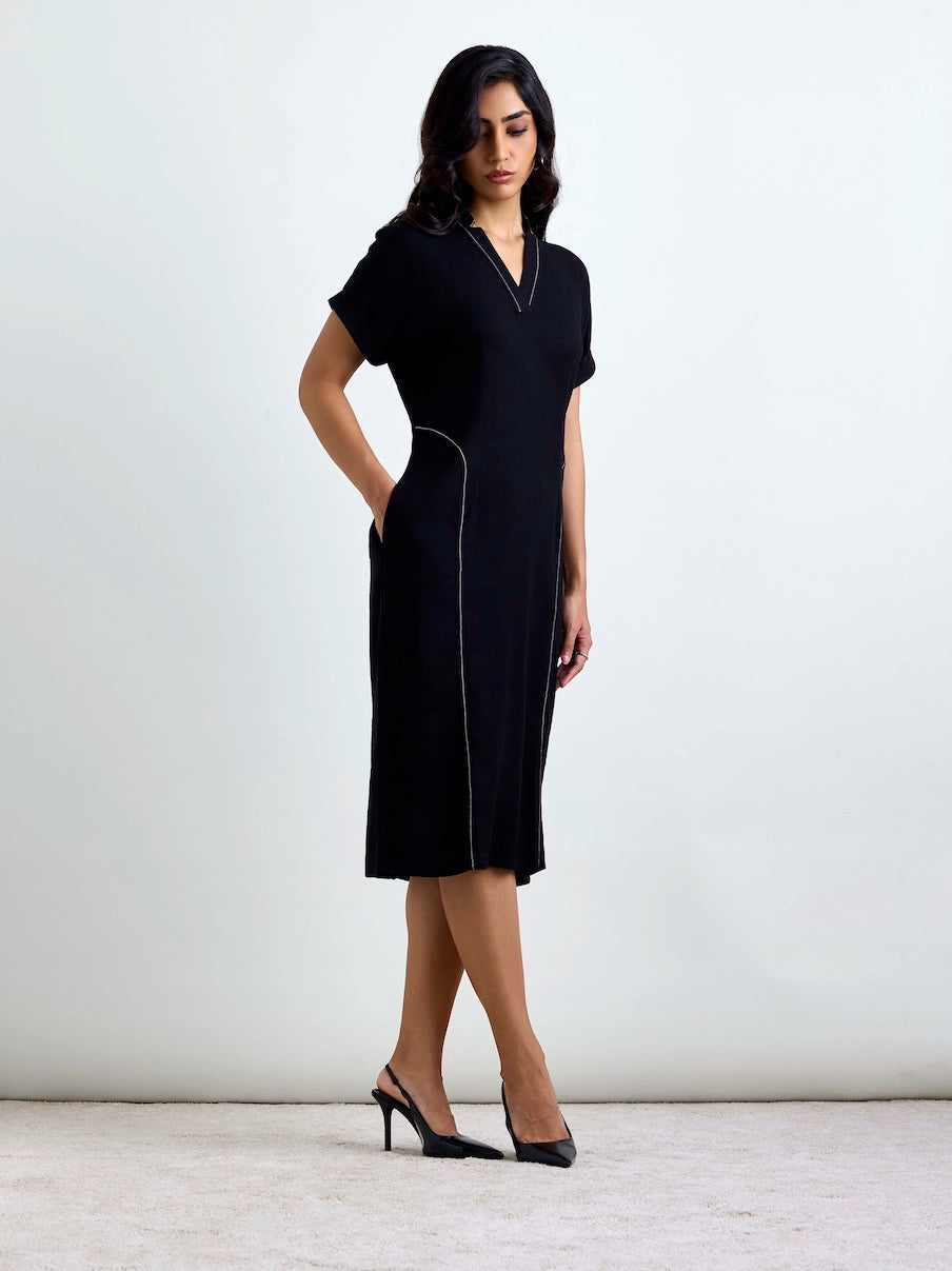 Madlyn AirLinen™ Midi Dress - Black