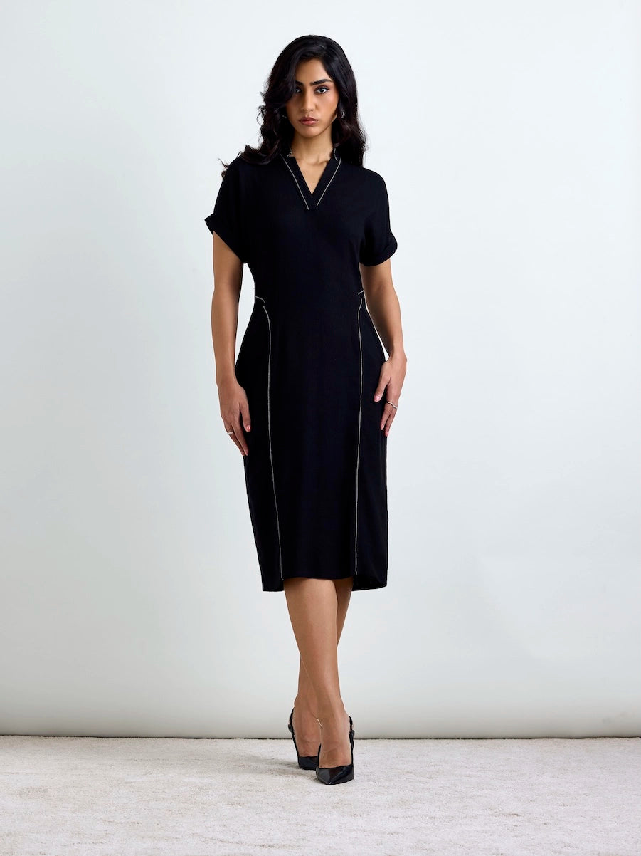 Madlyn AirLinen™ Midi Dress - Black
