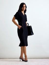 Madlyn AirLinen™ Midi Dress - Black