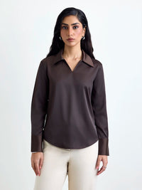 LustraSatin™ Shirt- Dark Chocolate