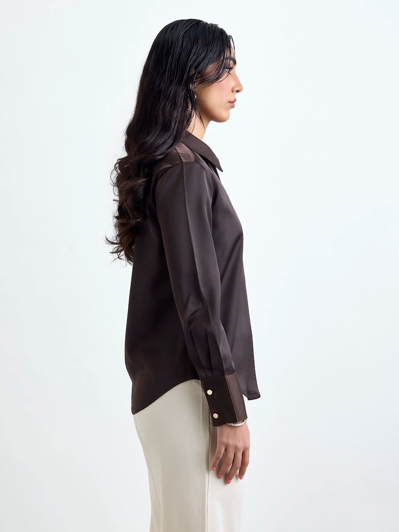 LustraSatin™ Shirt- Dark Chocolate